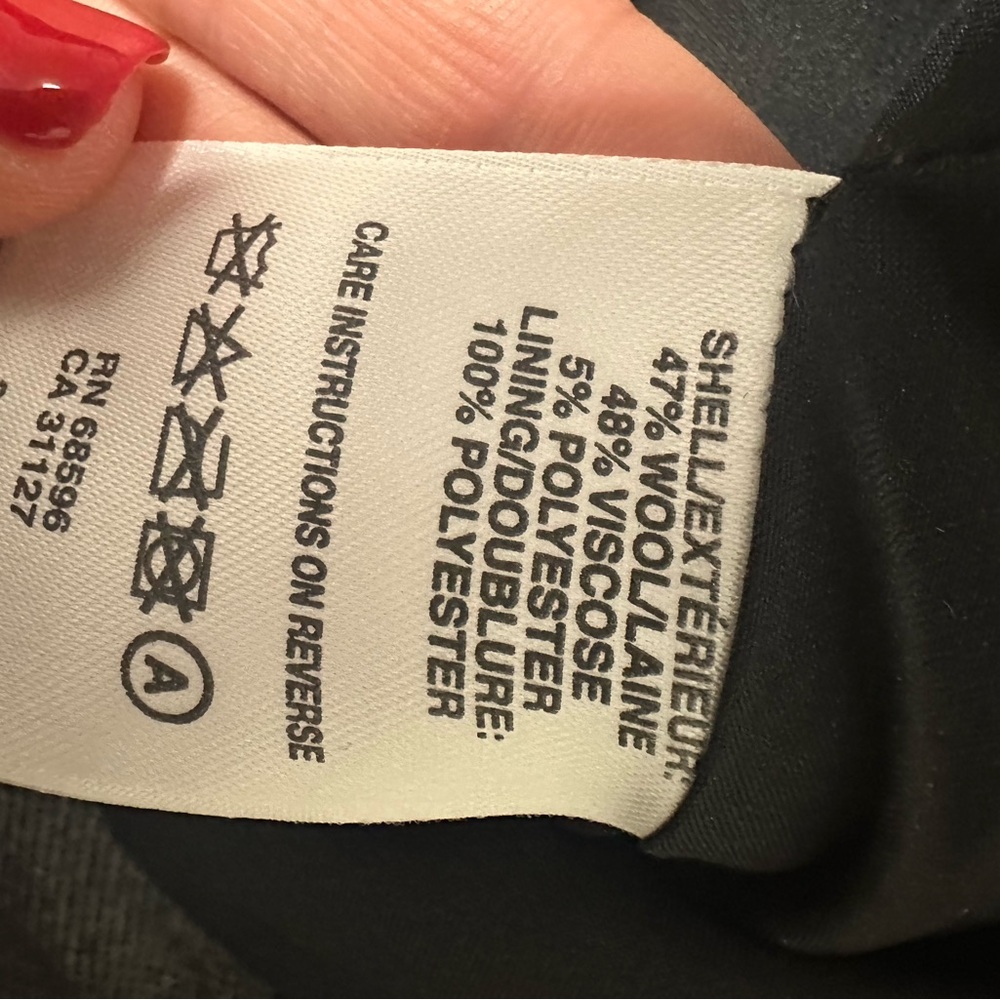 DKNY Gray Wool-Blend Herringbone Dress Pants | Size 16 | Wide Leg | Lined - Picture 8 of 9